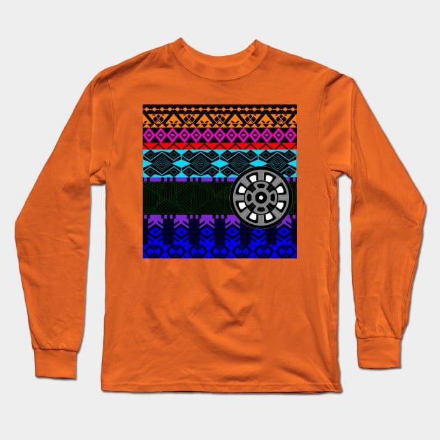 mandala pattern in totonac art in ecopop wallpaper Long Sleeve T-Shirt by jorge_lebeau